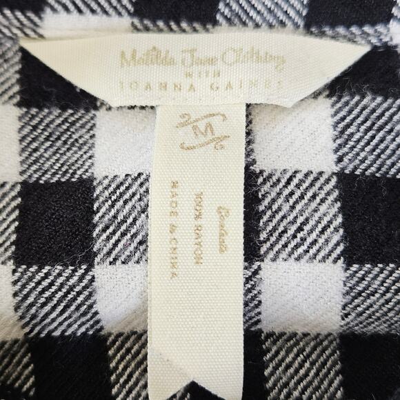 Matilda Jane Joanna Gaines Black White Gingham Check Fall Button Top Medium - Picture 8 of 11
